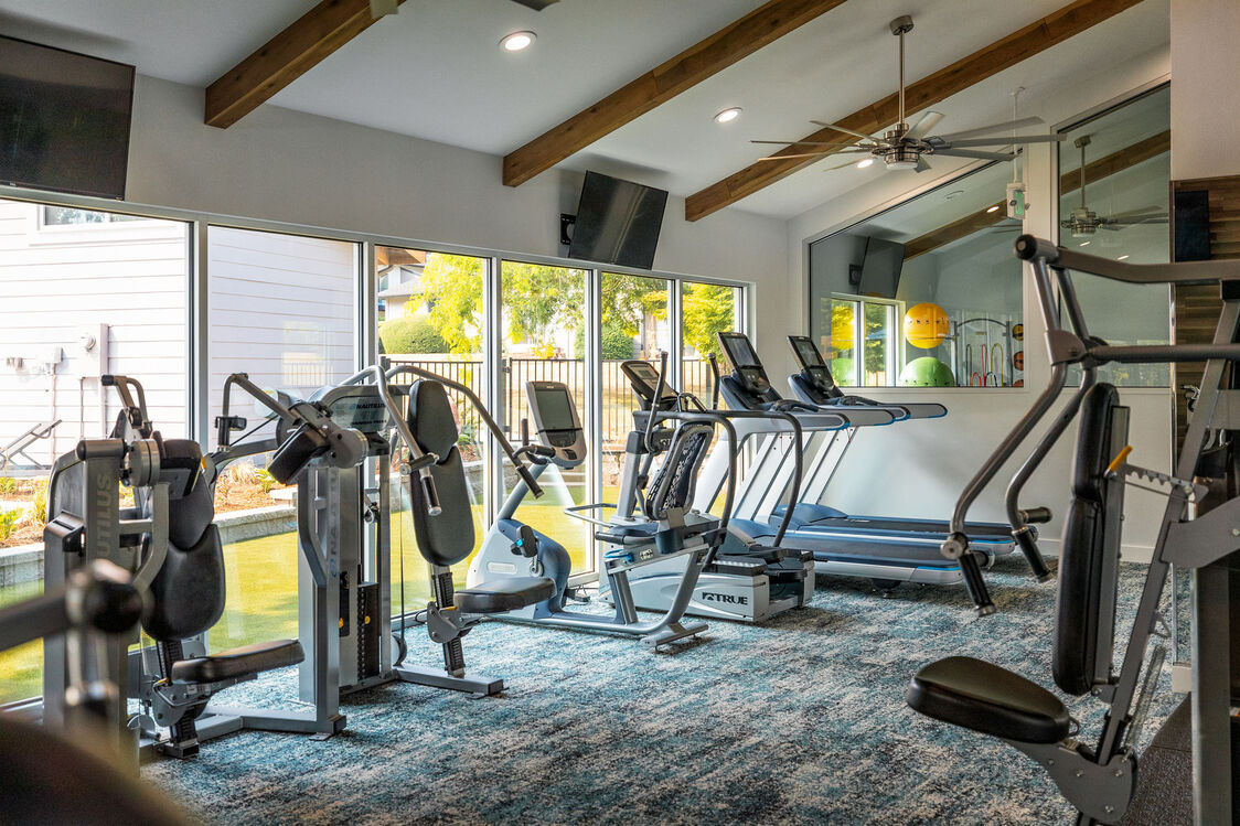 Indoor gym with equipment