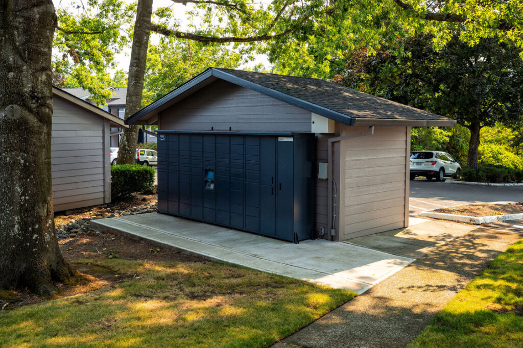 outdoor package locker by the parking lot