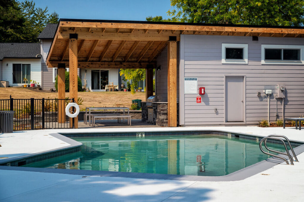 Pool with adjacent grilling area